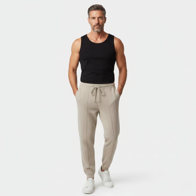 Relaxed tapered knit joggers with adjustable drawstring for men | Mirel