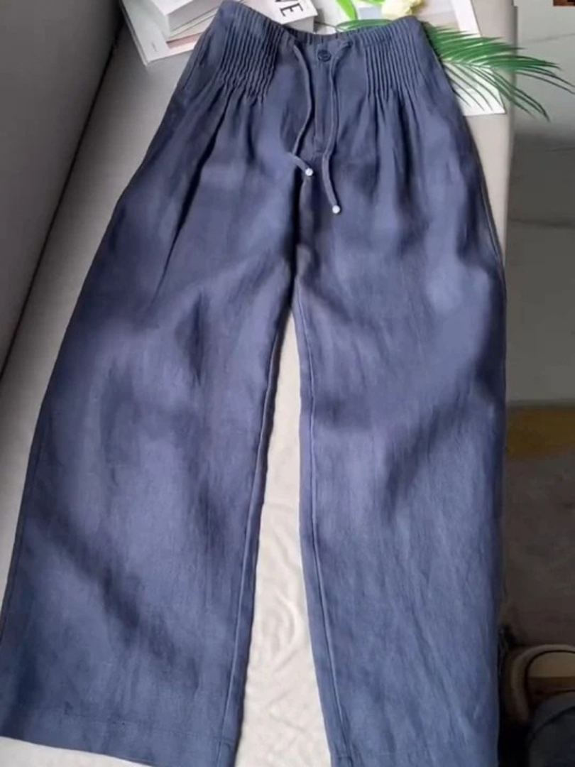 Wide leg breathable blend pants with relaxed drape for women | Camille