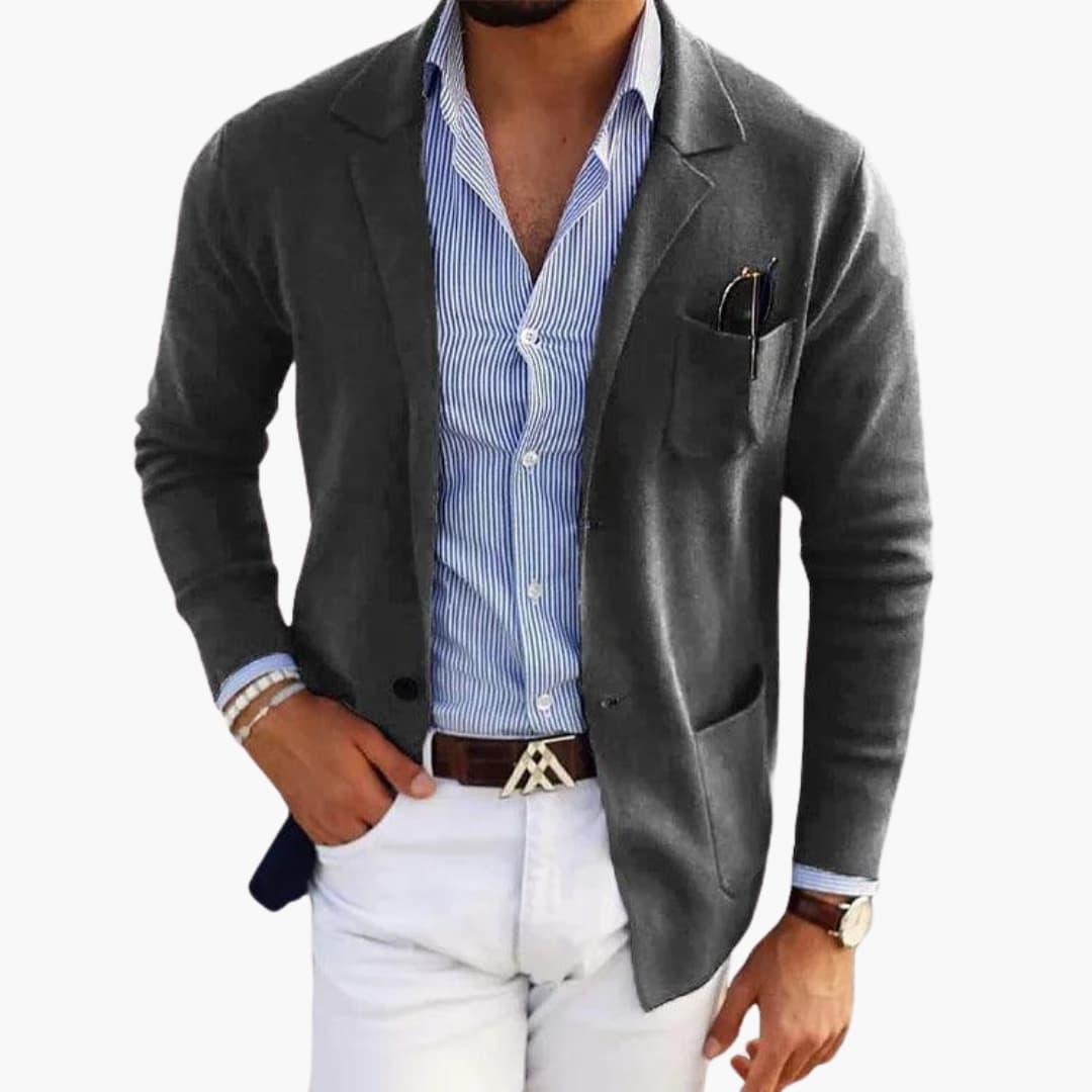 Classic lapel knit blazer for men | Men's Knit -14