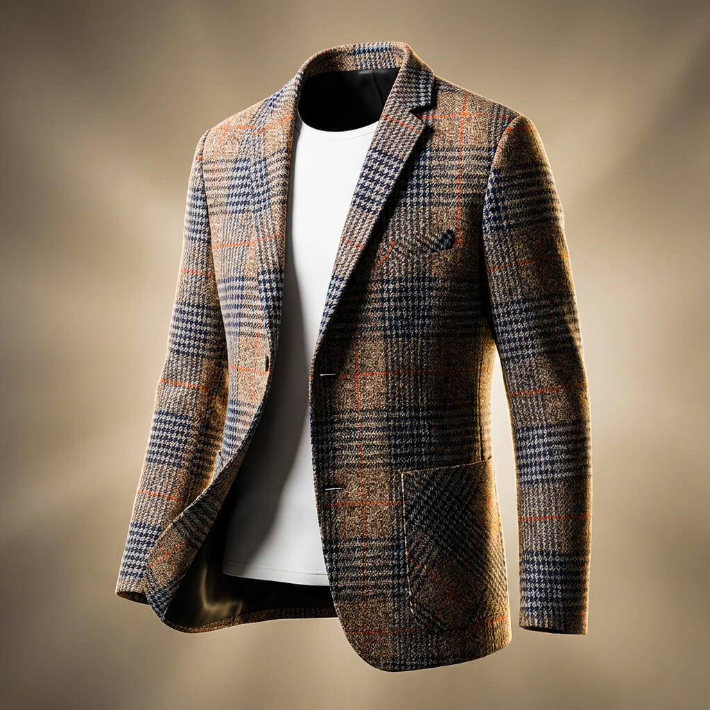 Smart houndstooth tailored wool blazer for men | Charles -1