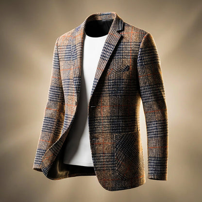 Smart houndstooth tailored wool blazer for men | Charles -1