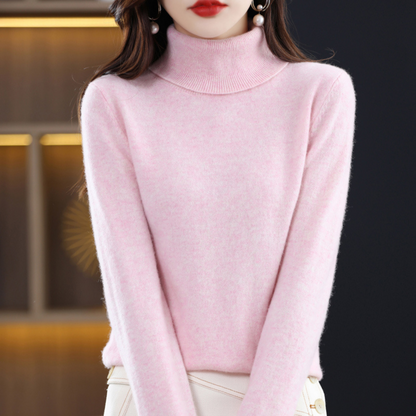 Warm premium cashmere turtleneck sweater for women | Emmie -7