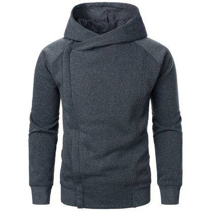 Asymmetric zip hoodie with sculpted crossover hood design for men | Crossover