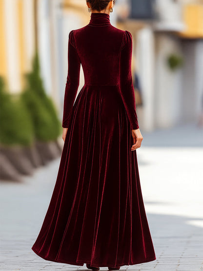 Burgundy long-sleeve maxi evening gown for women | Valerisse Rouge