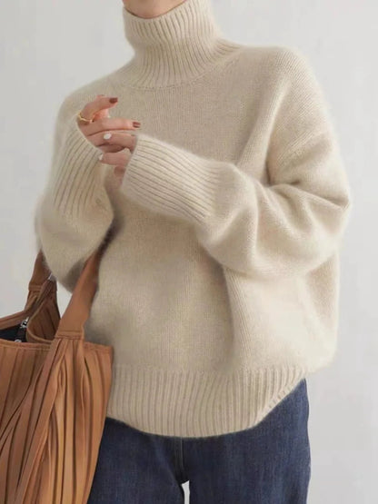 Relaxed turtleneck sweater with timeless oversized silhouette for women | Sovereign