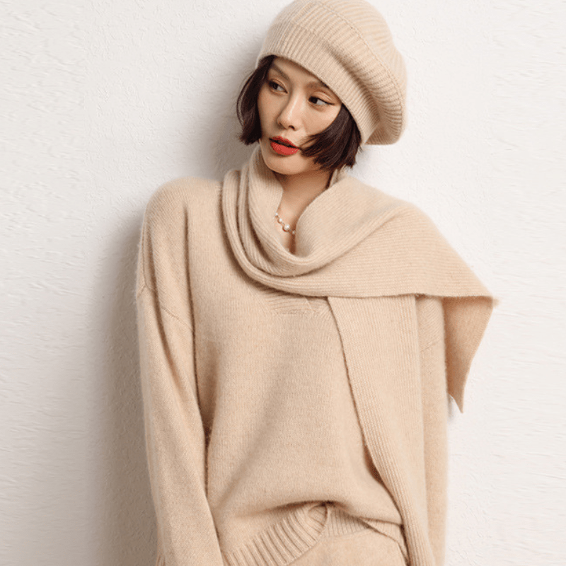 Classic ribbed knit beret with lightweight warmth for women | Elowen