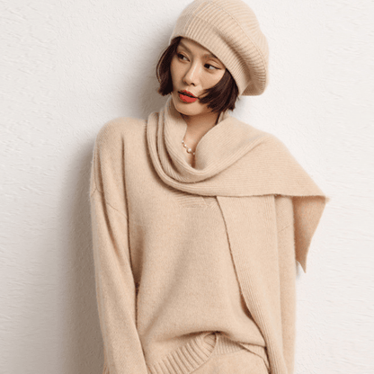 Classic ribbed knit beret with lightweight warmth for women | Elowen