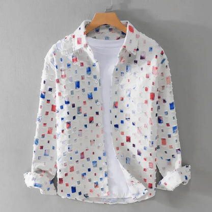 Casual frayed-hem denim shirt for men | Alessandro -1