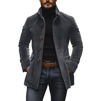 Slim-fit cord stand-collar winter coat for men | Emerson -7