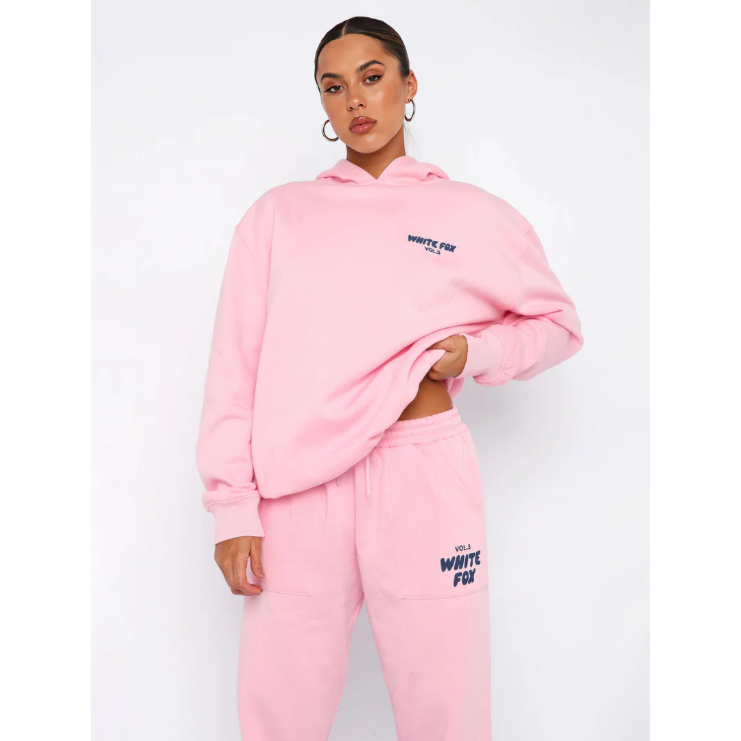 Relaxed fit tracksuit set with pullover hoodie and joggers for women | Aria