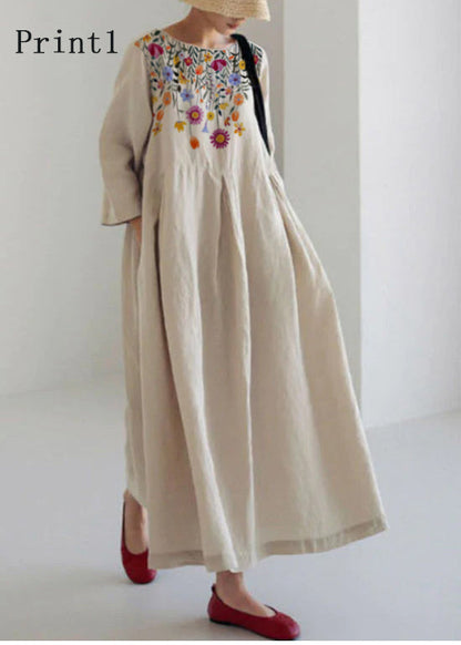 Casual patchwork cotton pocket dress for women -10