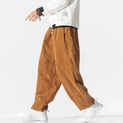 Corduroy weekend pants with relaxed wide leg silhouette for men | Hudson