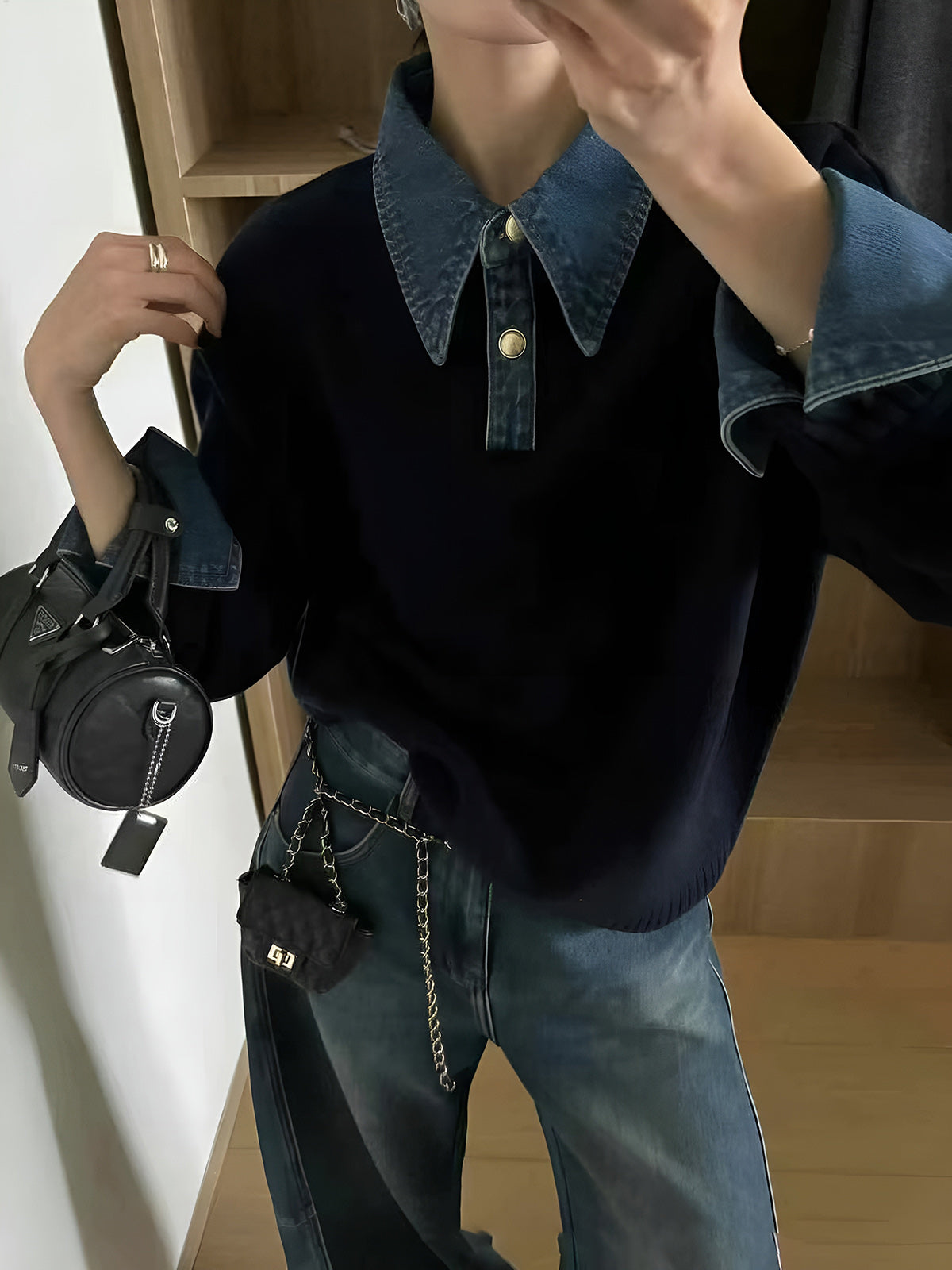 Panel lapel knit sweater with button detail for men | Elowen