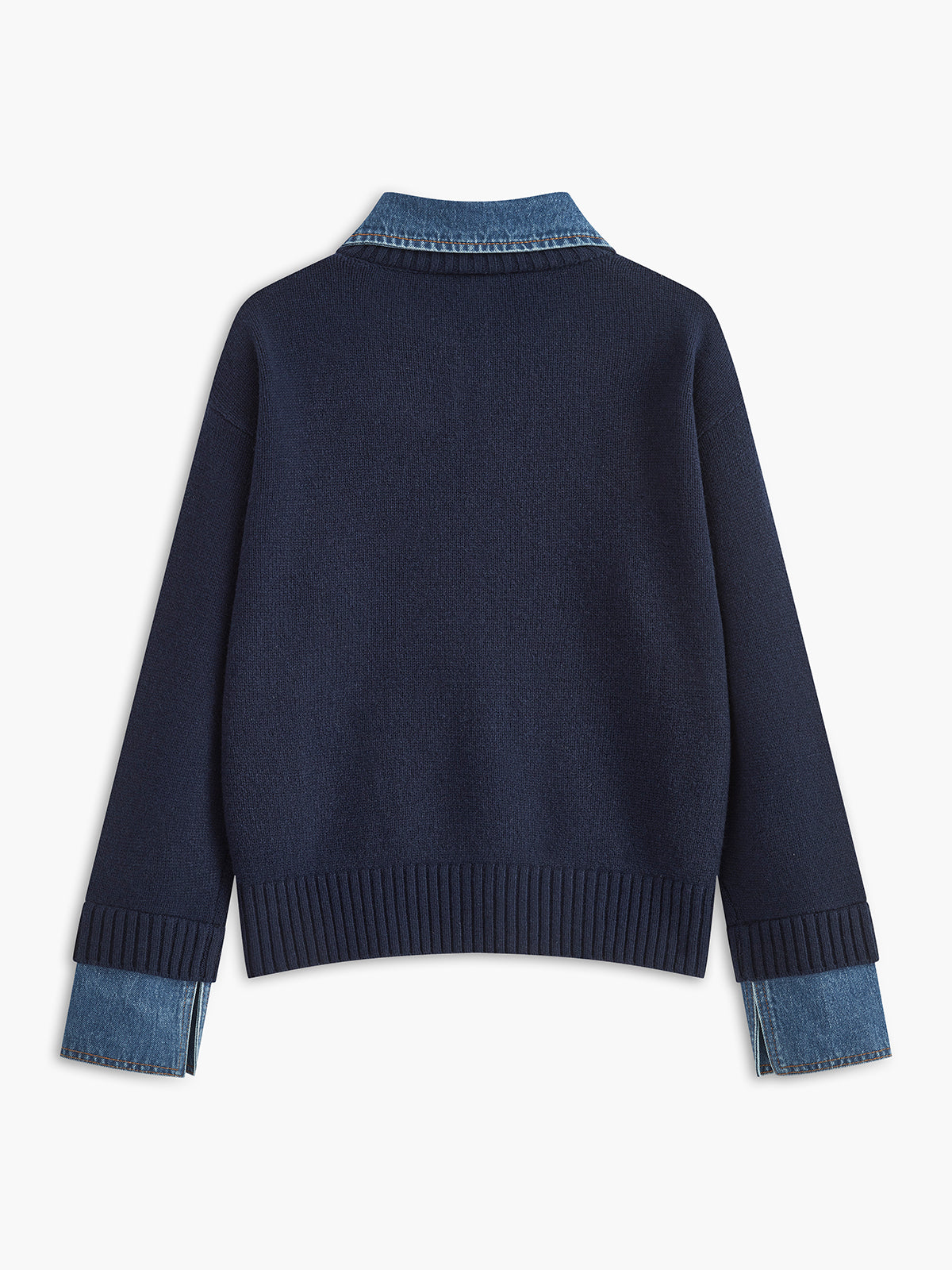 Panel lapel knit sweater with button detail for men | Elowen
