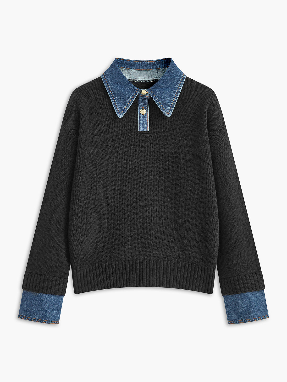 Panel lapel knit sweater with button detail for men | Elowen