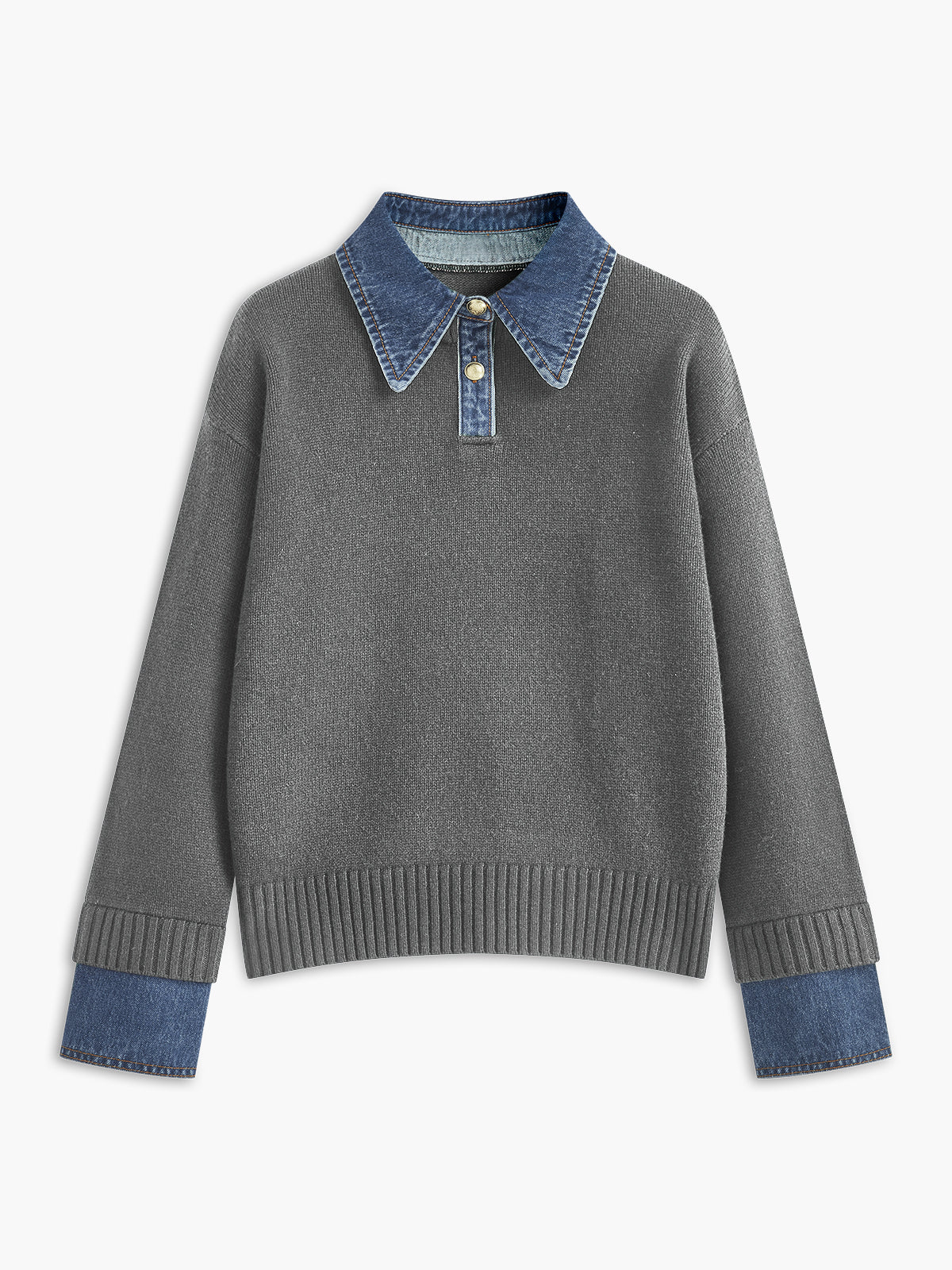 Panel lapel knit sweater with button detail for men | Elowen