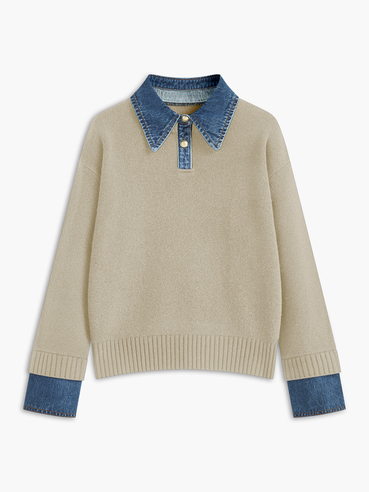Panel lapel knit sweater with button detail for men | Elowen