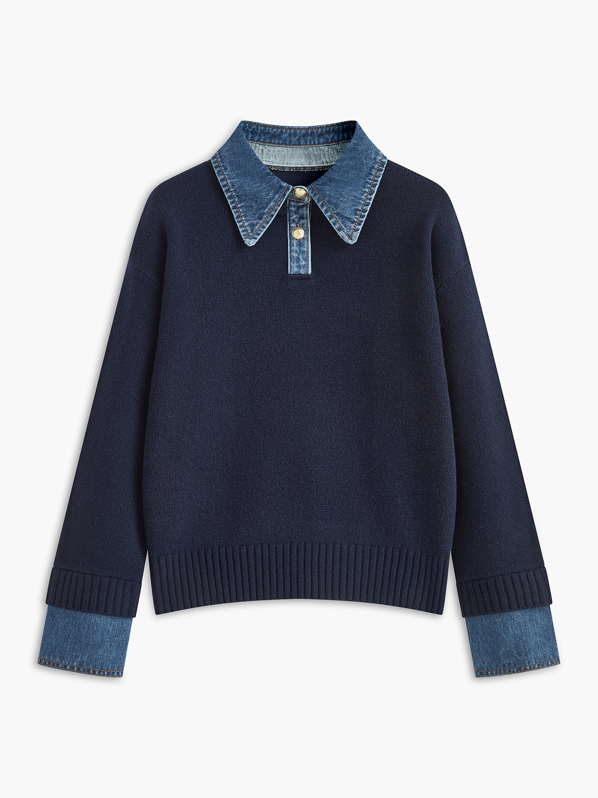 Panel lapel knit sweater with button detail for men | Elowen