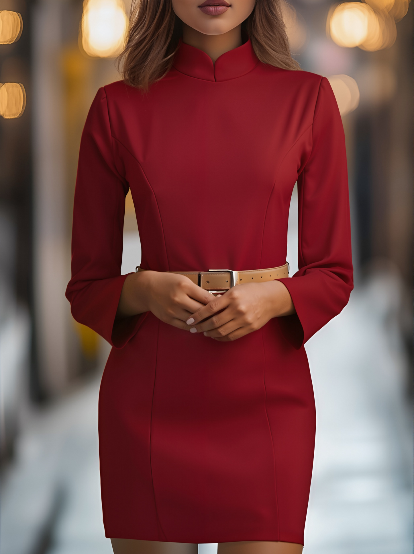 Classic Tailored Midi Dress for women | Elvaria