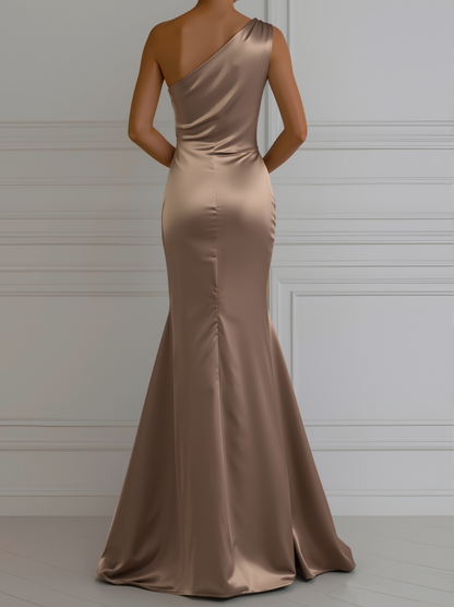 Champagne One-Shoulder Gown for women | Aurevina