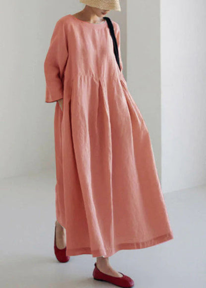 Casual patchwork cotton pocket dress for women -2