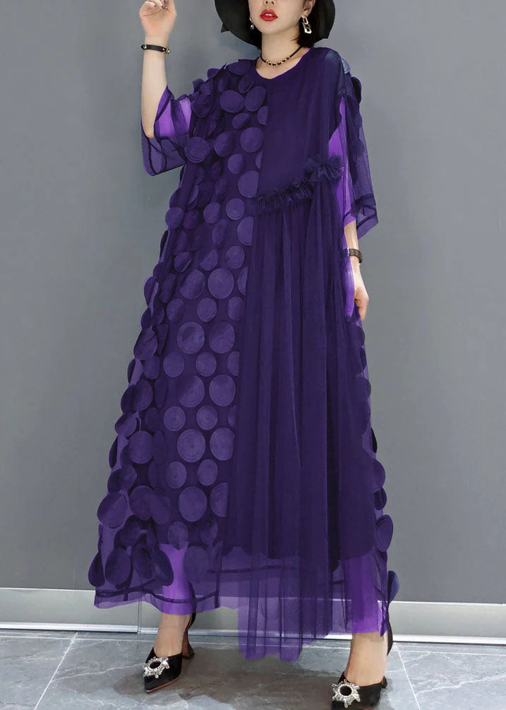 Asymmetric half-sleeve tulle party dress for women -3