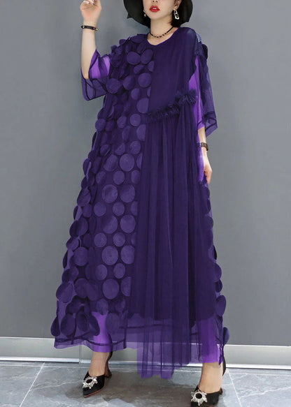 Asymmetric half-sleeve tulle party dress for women -3