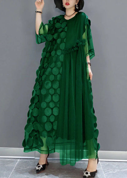 Asymmetric half-sleeve tulle party dress for women -5