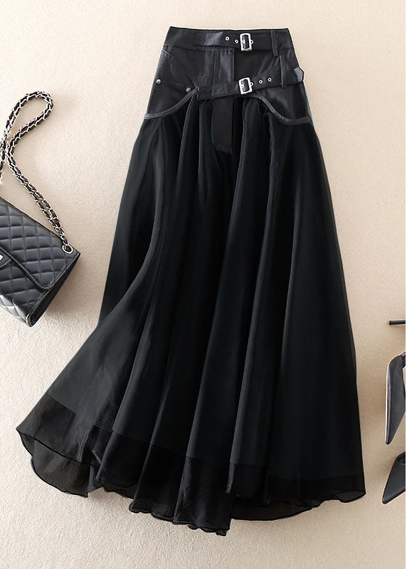 Elegant patchwork tulle midi skirt for women -6