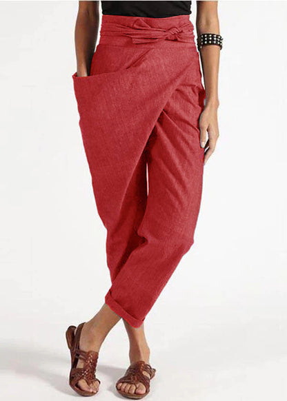 High-waist asymmetrical harem summer trousers for women -5