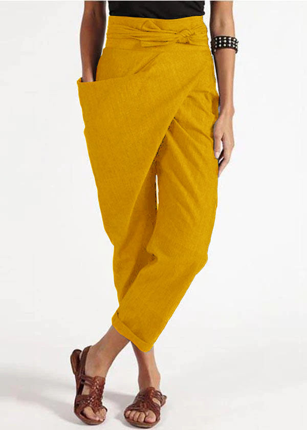 High-waist asymmetrical harem summer trousers for women -6