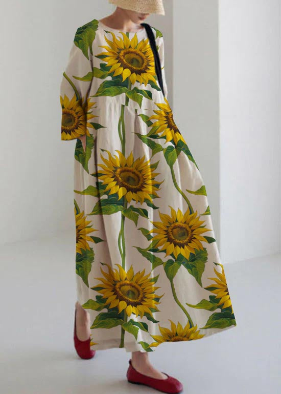 Casual patchwork cotton pocket dress for women -9