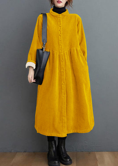 Elegant cinched corduroy longline coat for women -15