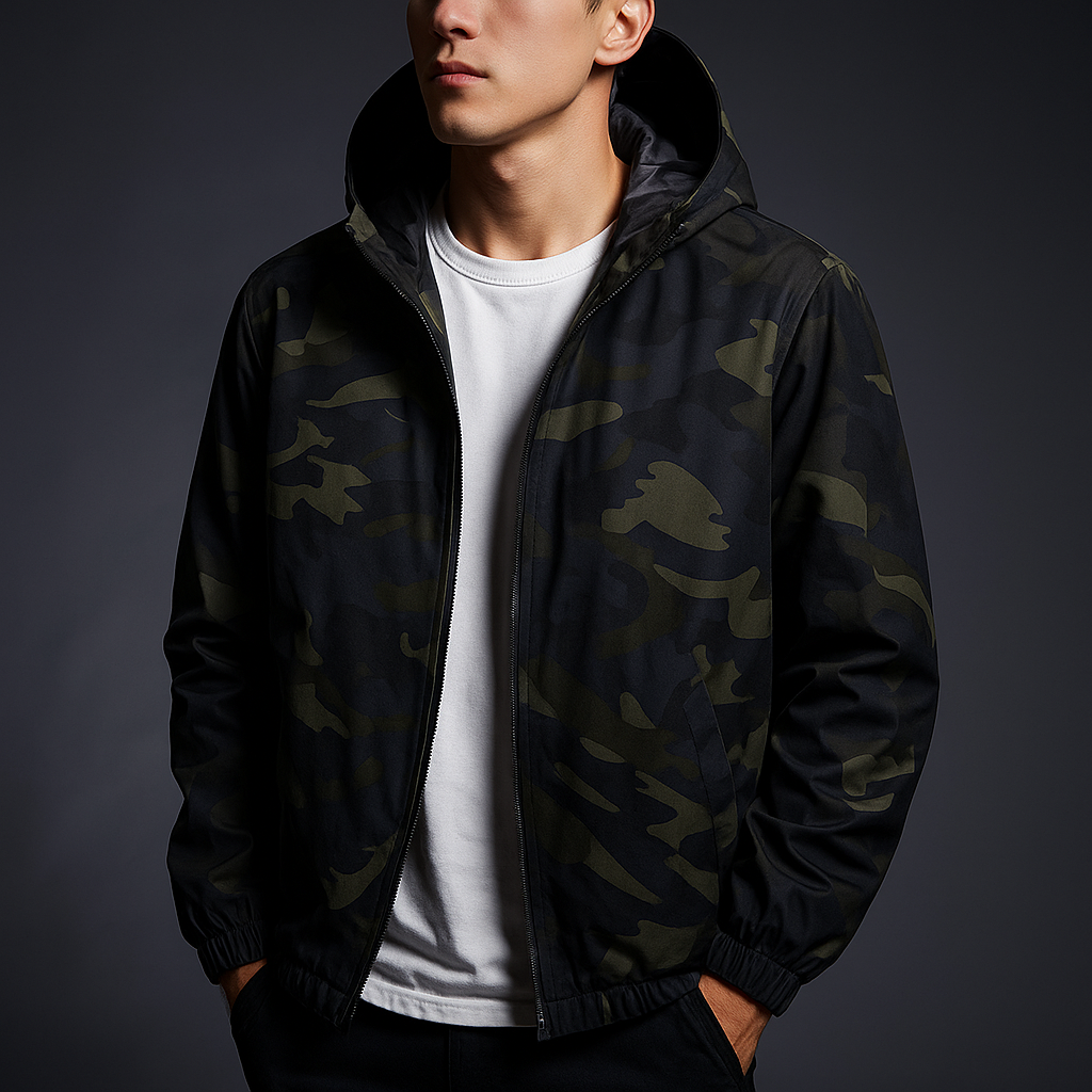 Lightweight water-resistant hooded camo jacket for men | Ranger -4