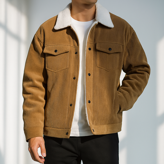 Warm fleece-lined corduroy casual jacket for men | Hudson -1