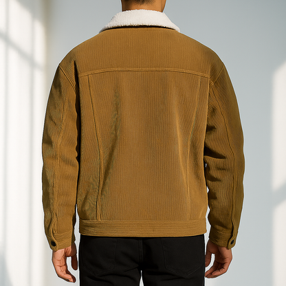 Warm fleece-lined corduroy casual jacket for men | Hudson -2