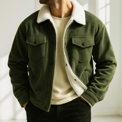 Warm fleece-lined corduroy casual jacket for men | Hudson -4