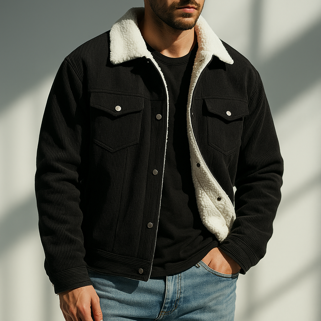 Warm fleece-lined corduroy casual jacket for men | Hudson -6
