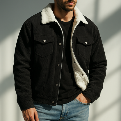 Warm fleece-lined corduroy casual jacket for men | Hudson -6