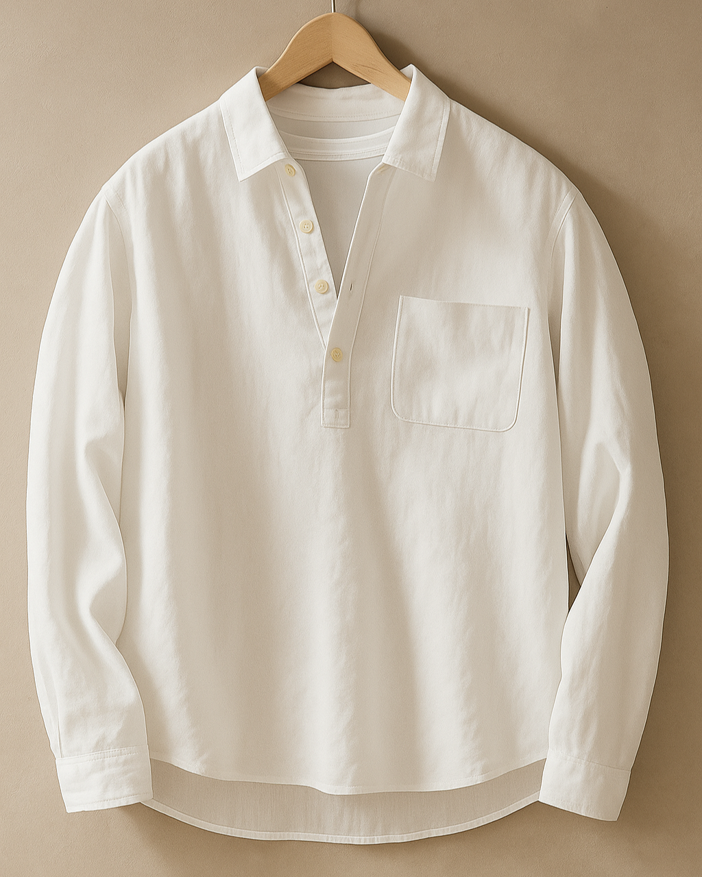Lightweight long sleeve popover shirt with half button placket for men | Orlin