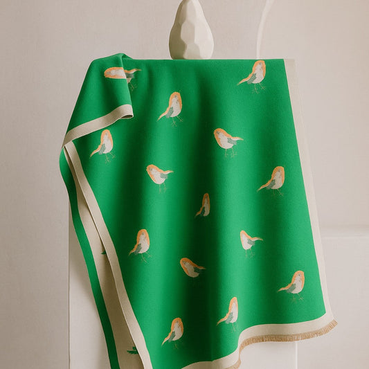 Lightweight woven scarf with fringe and bird motif for women | Avira