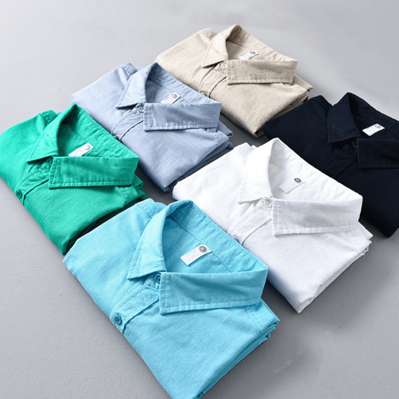 Lightweight short sleeve button front shirt with chest pocket for men | Brisa