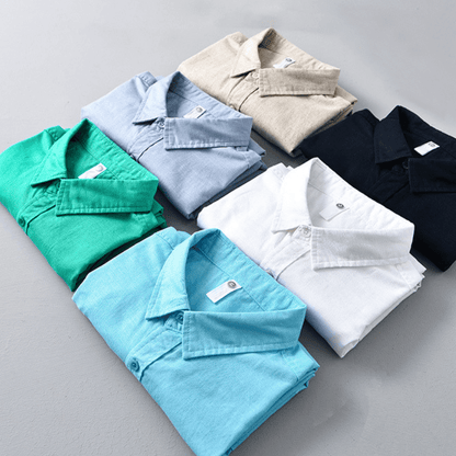 Lightweight short sleeve button front shirt with chest pocket for men | Brisa