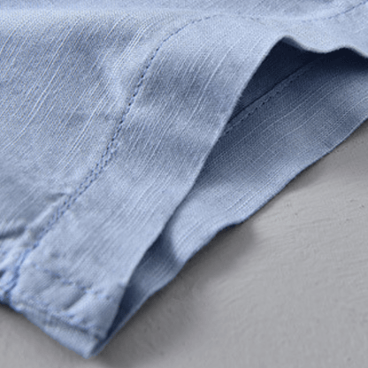 Lightweight short sleeve button front shirt with chest pocket for men | Brisa