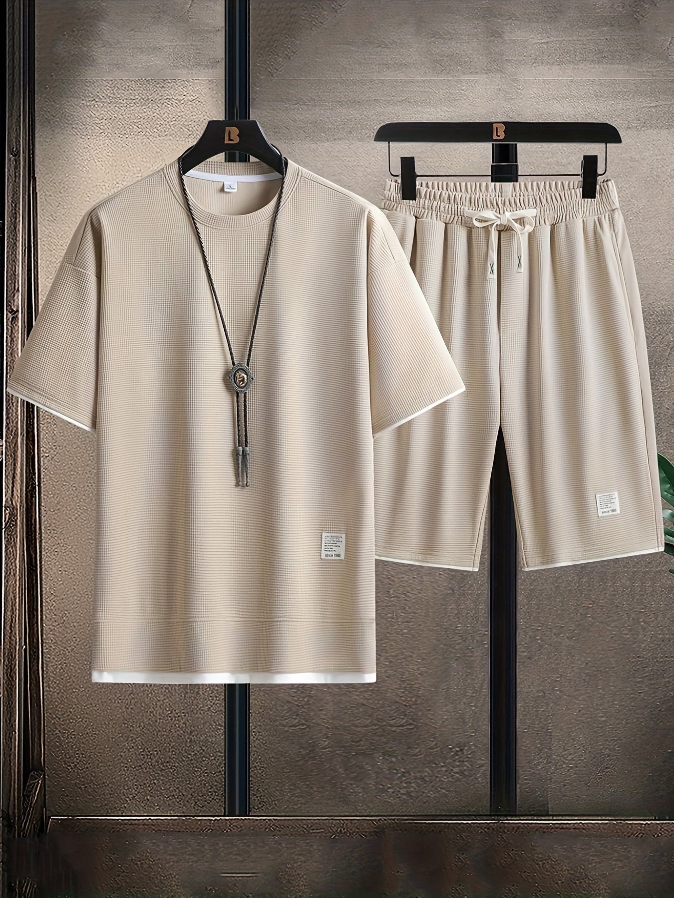 Waffle knit lounge set with relaxed fit silhouette for men | Orion