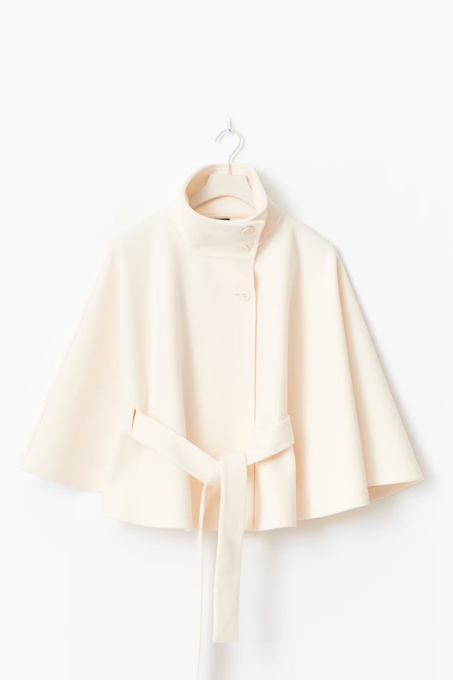 Relaxed high-collar belted wool coat for women | Ivanna -5