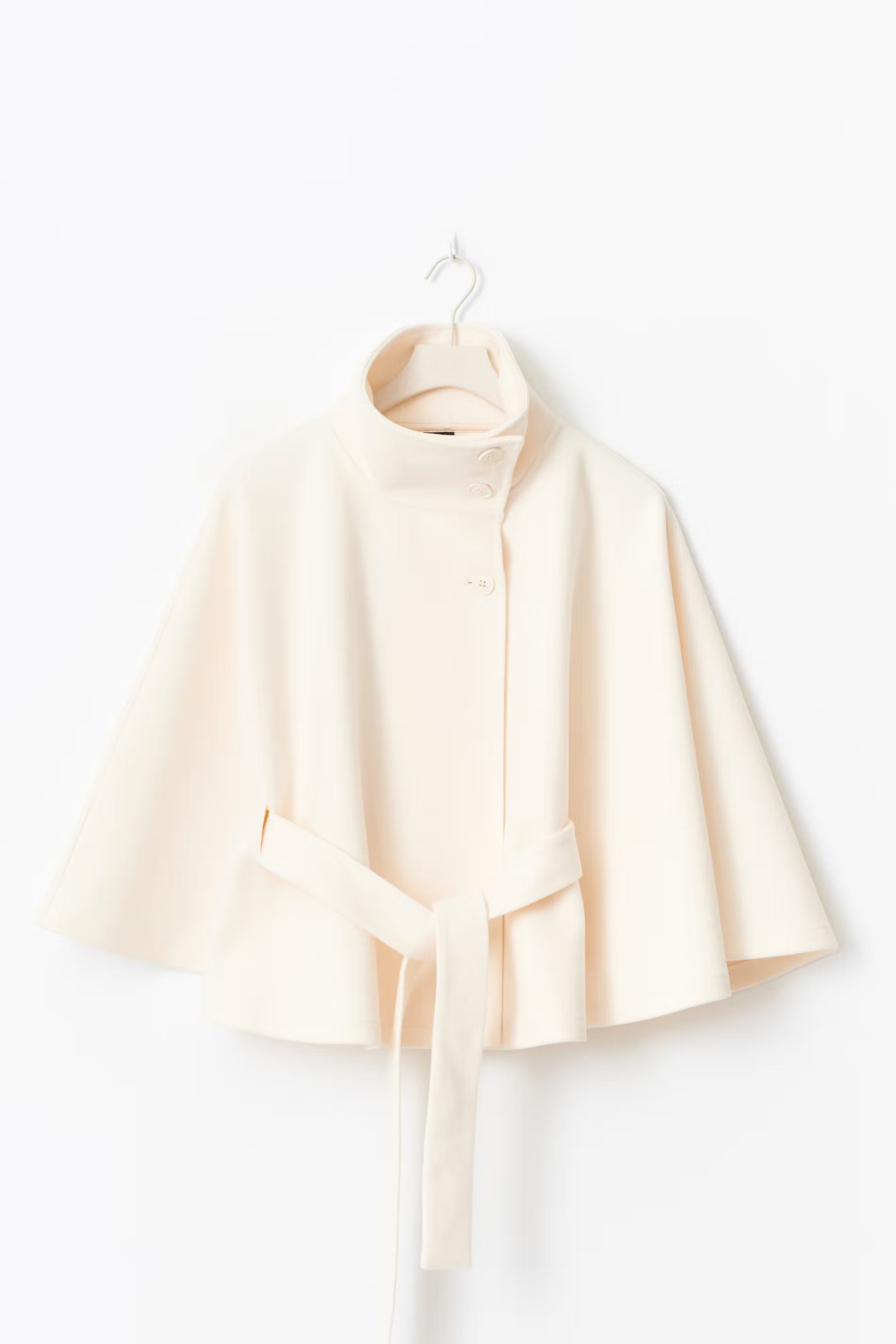 Relaxed high-collar belted wool coat for women | Ivanna -5