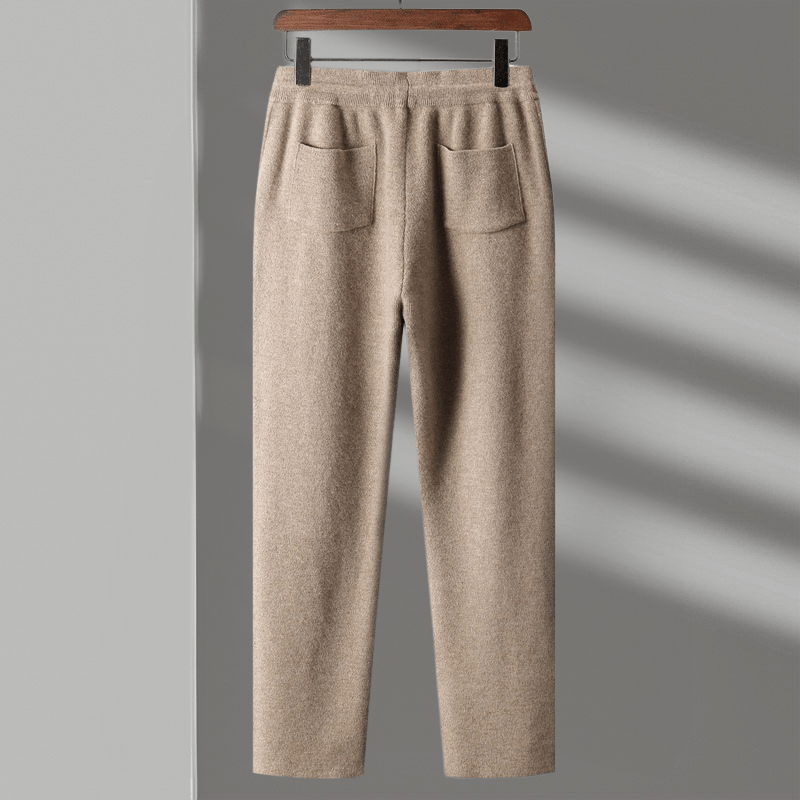 Relaxed fit knit drawstring pants with front seam detail for men | Solenne