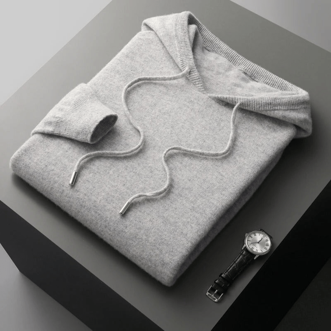 Lightweight structured knit hoodie with adjustable hood for men | Avenor