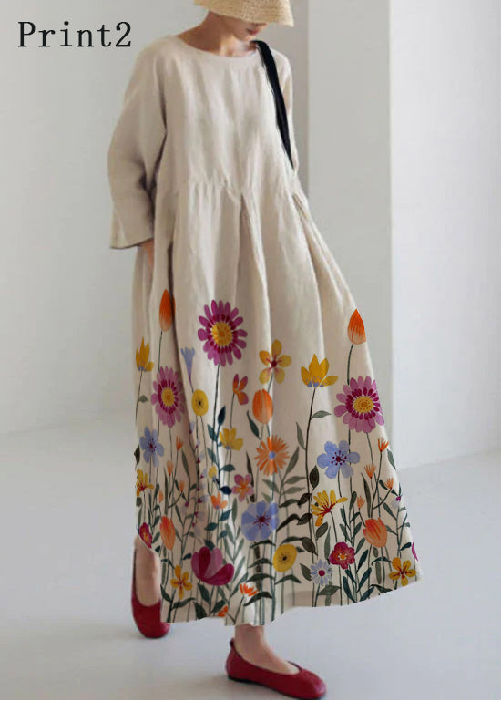 Casual patchwork cotton pocket dress for women -11